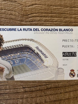 Santiago Bernabeu Stadium Tour Ticket Real Madrid 2008 like new