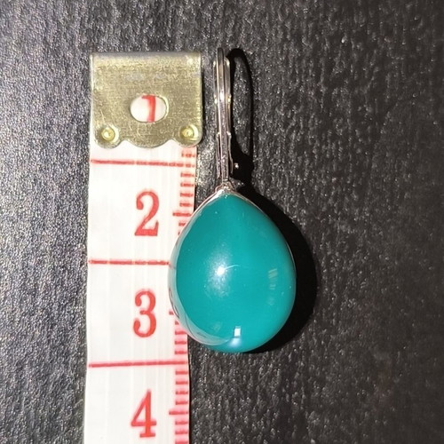 Stainless Steel drop earrings with green stone