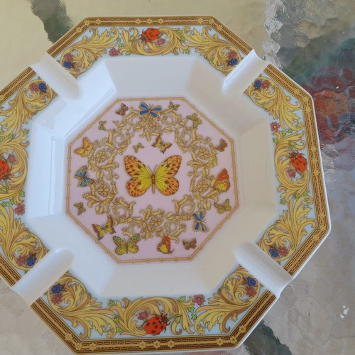 Versace Rosenthal Le Jardin cigar ashtray pair, Butterfly Garden design