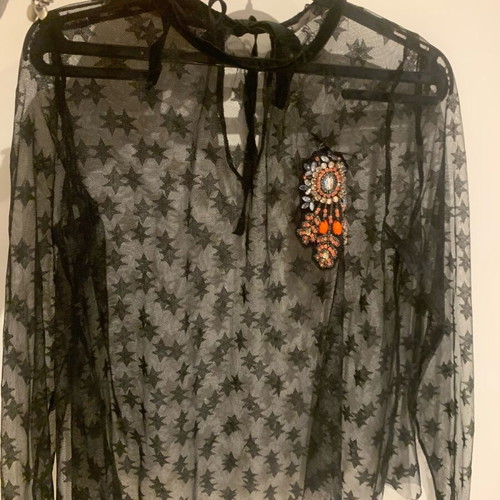 Transparent top with stars Zara like new, black, size S