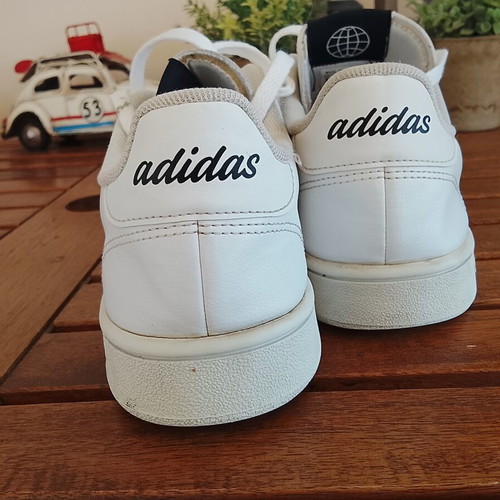 Adidas Grand Court Base sneakers used, men's size 42, white with black