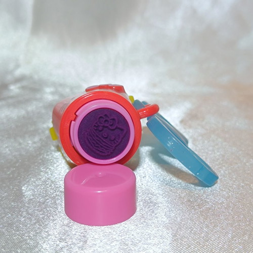 Hello Kitty & Badtz-Maru stamp with fries design, purple