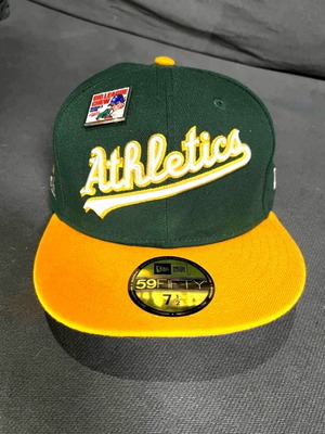 New Era 59FIFTY Oakland Athletics fitted cap, green and yellow, size 7 1/2