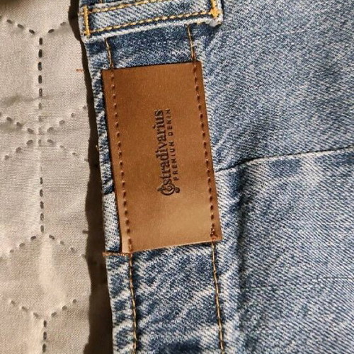 Stradivarius denim skirt like new, size 40 UK12, blue with frayed hem