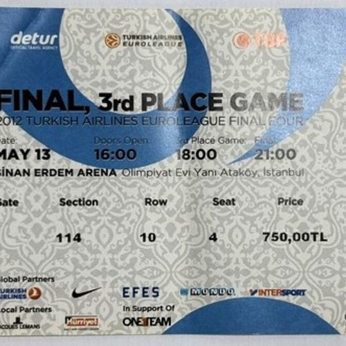Συλλεκτικά εισιτήρια Turkish Airlines EuroLeague Final Four σετ σαν καινούργιο