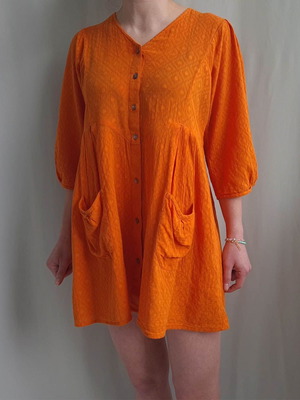 Gudrun Sjoden boho dress size XS like new, cotton, pockets, orange