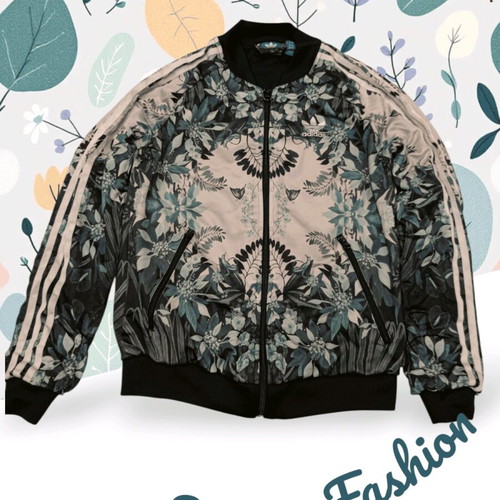 Adidas Originals x The FARM Company Floral Track Jacket used, multicolor turquoise
