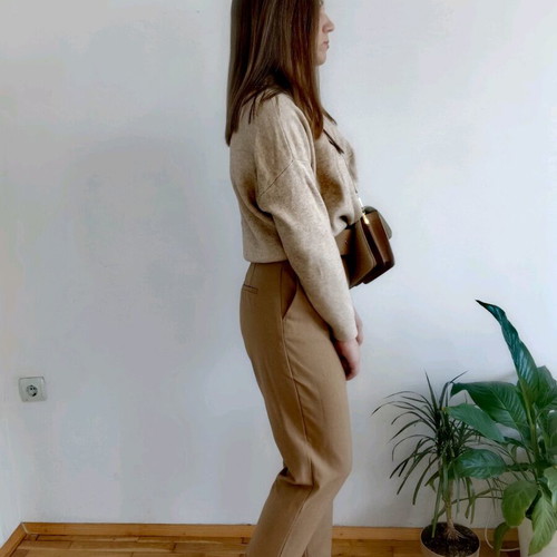 Outlet set pants and pullover Zara like new, beige and brown, size S-M
