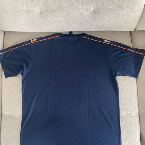 Men's sports T-shirt used, size XL, blue with orange print