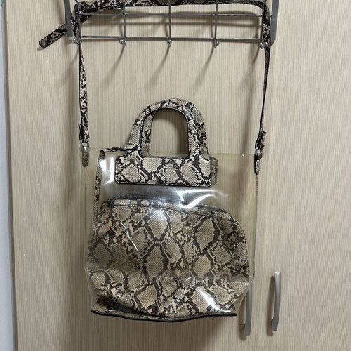 Zara snake print transparent handbag used, beige and brown