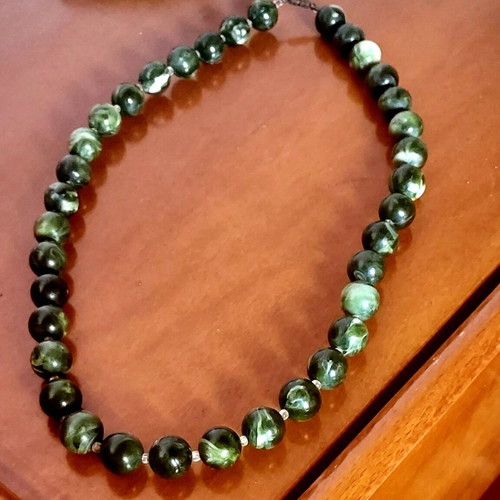 Seraphinite necklace with semi-precious stones