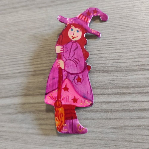 Witch Brooch handmade with enamel like new