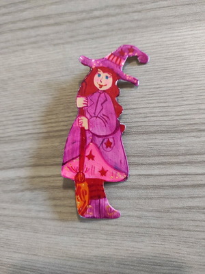 Witch Brooch handmade with enamel like new
