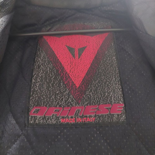 Dainese leather jacket used, black with red, size 50