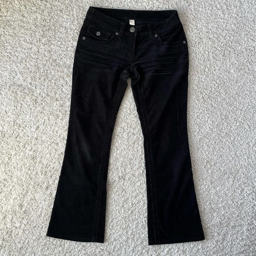 Cotton corduroy mid waisted black pants used, size 38