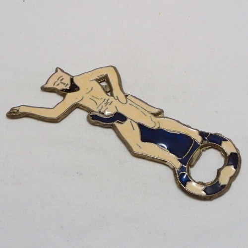 Bottle opener with enamel and brass satyr shape vintage 70's like new