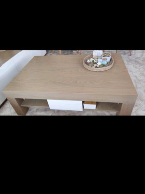 Coffee table used, wooden with drawers and shelf