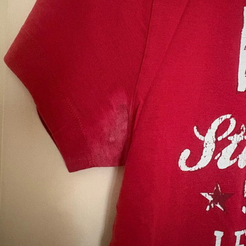 Replay short-sleeve shirt used, size M, red with stain and stitch