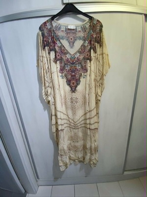Camilla women's kaftan dress, 100% silk, multicolor