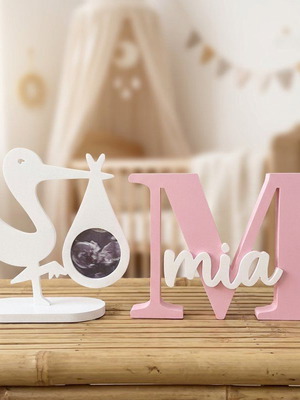 Baby decoration pack with stork and personalized name