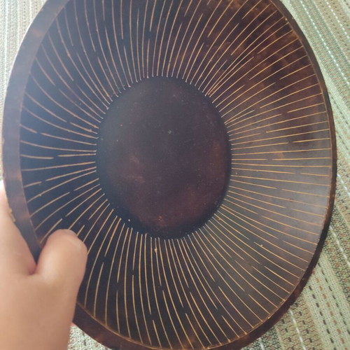 Wooden deep platter used, 30 cm diameter