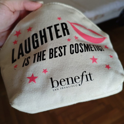 Benefit toiletry bag like new, beige and pink