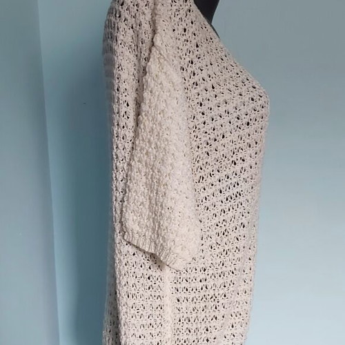 H&M women's loose knit tunic, white, oversized