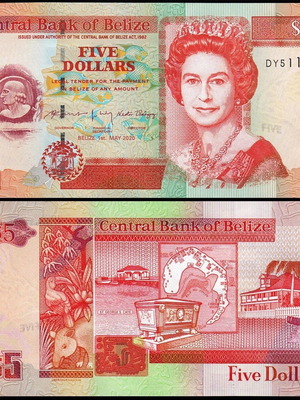 Belize 5 Dollars 2020 new