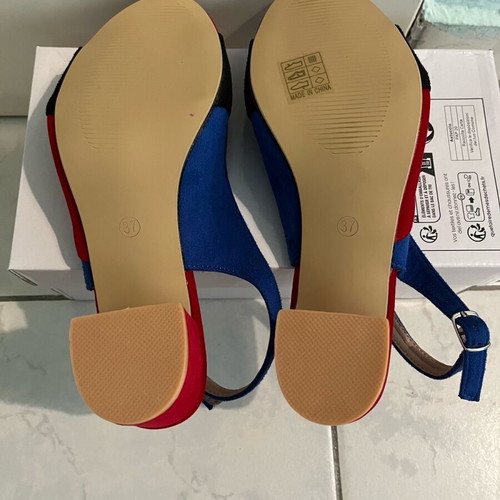 Tricolor sandals new with 6.5 cm heel and velour texture