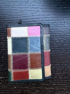 Πολύχρωμο δερμάτινο πορτοφόλι patchwork, unisex