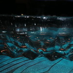 Oval glass platter for nuts used with small chip