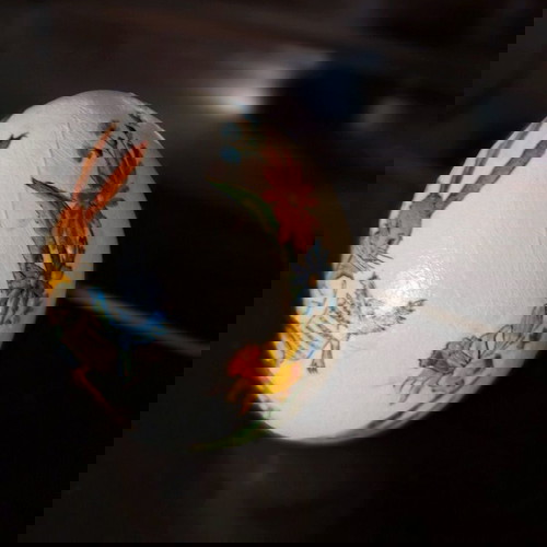 Χειροποίητο κεραμικό αυγό ζωγραφισμένο σαν καινούργιο, ύψος 10 εκ