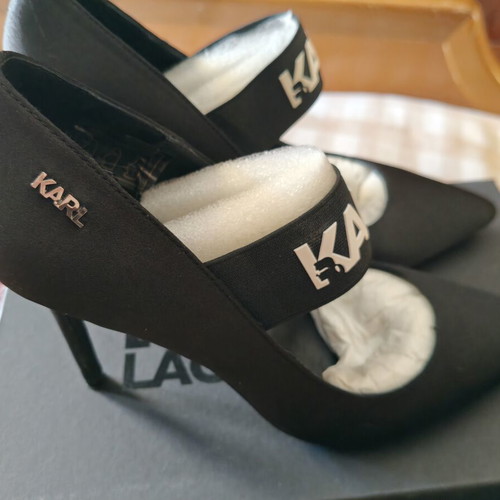 Karl Lagerfeld satin black pumps like new, size 38