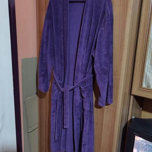 Momax bathrobe dark purple used, cotton, size S