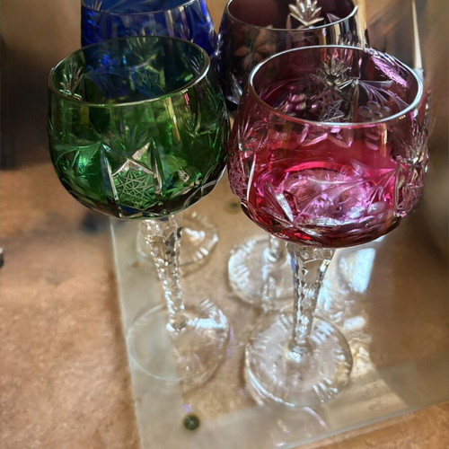Vintage DDR Grape Cut to Clear Crystal Wine Hock Glass
