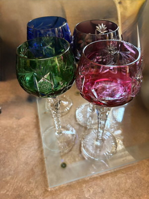 Vintage DDR Grape Cut to Clear Crystal Wine Hock Glass