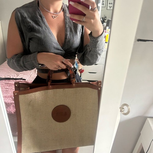 Straw bag holy bag new, beige hand-held