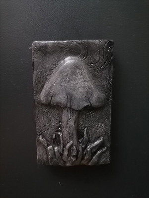 Handmade magnet made of white cement, acrylics and varnish