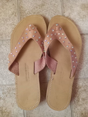 Handmade women's flip flops with rhinestones size 38 new