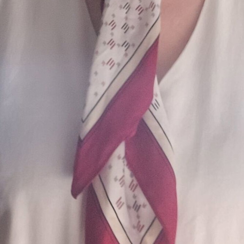 Square silk scarf like new, 63x63 cm, white and red