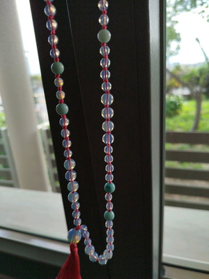 Necklace with opalite and amazonite like new, handmade