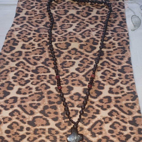 Men's black rosary with cross like new