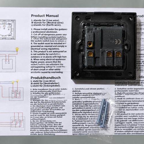 Double Flush-Mount Switch Nefeli Black Glass New
