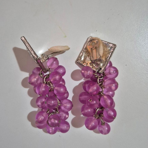 Lilac earrings with clip 8.5cm like new