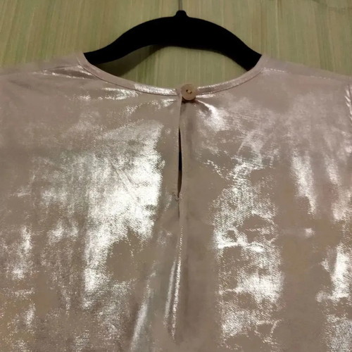 Medium silver evening blouse used, size 52, elastic with button