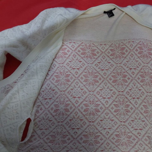 Knitted ancora wrap blouse with cords white size L like new