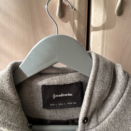 Stradivarius hooded coat gray like new size L