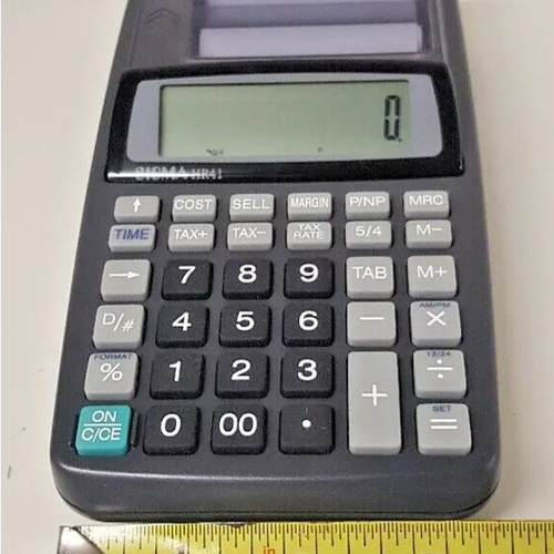 Sigma HR41 calculator used with printer, 12 digits