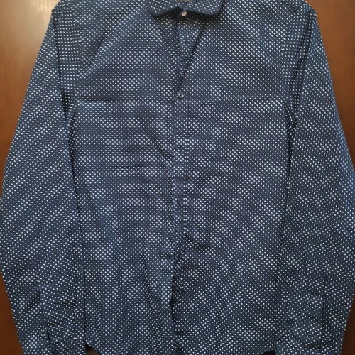Zara Man slim fit men's shirt, navy blue with white crosses, size S