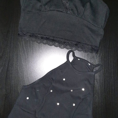 Women's tops new with lace and strass black, size S
